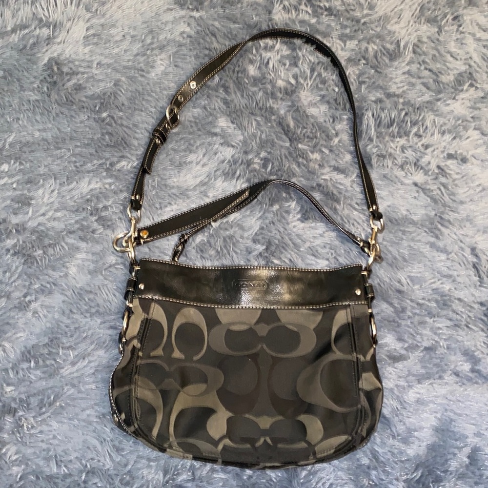 coach crossbody bag  handbag purse signature C Logo black and gray